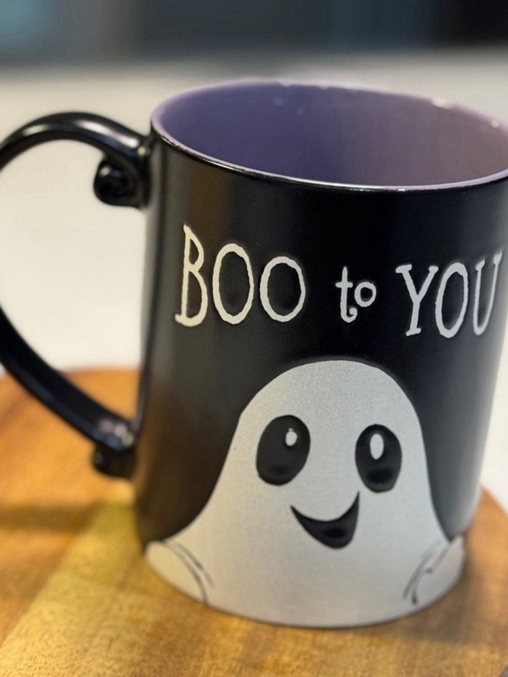 Halloween 'Boo to You' Black and Purple Ghost Mug